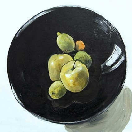 2013 - Ciotola di vetro nero con frutta
